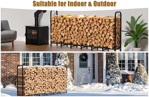 gtongoko 8ft firewood rack outdoor heavy duty log on a desk or shelf