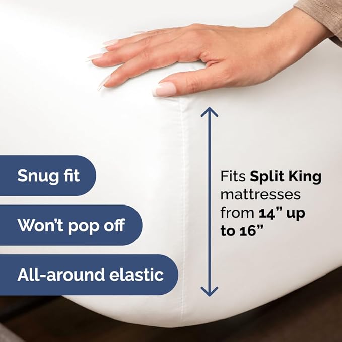 Split Head King Sheet Set – 4 Piece Flex Split Top King Sheets - Image 4