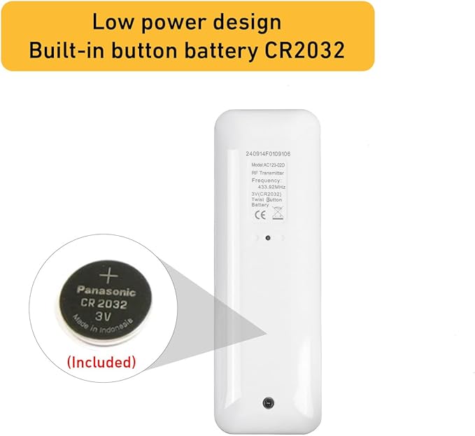 AC123-02 2 Channel Controller, RF433.92 Transmitter, Motorized Roller Shade - Image 4