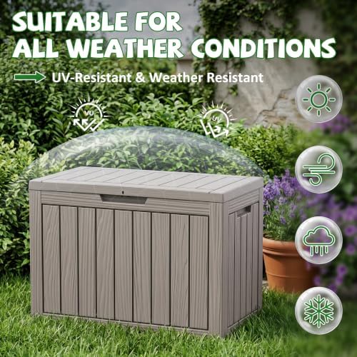 drato 55 gallon outdoor storage box waterproof, lockable, front angle view