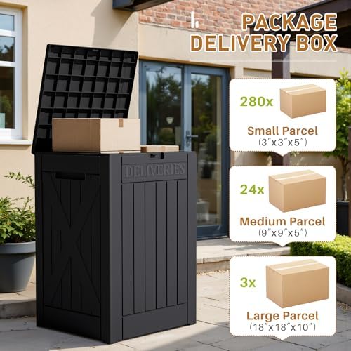 devoko 48 gallon package delivery box outdoor secure, close-up detail
