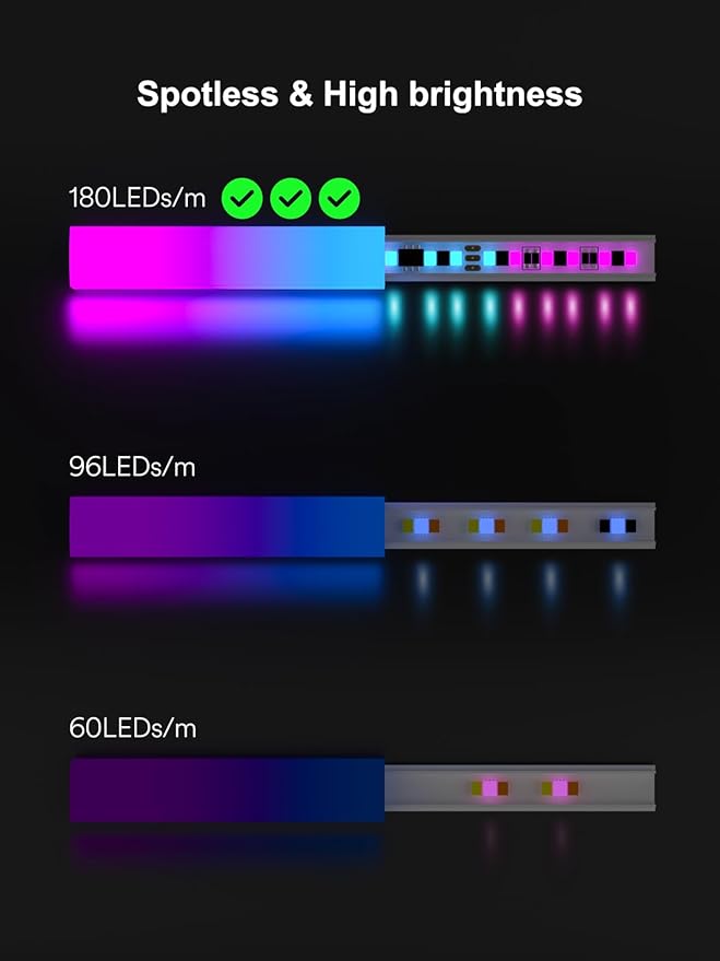 Smart LED Strip Lights with Covers 16.4ft, ‎RGB+WW+CW Strip Light Compatible - Image 3