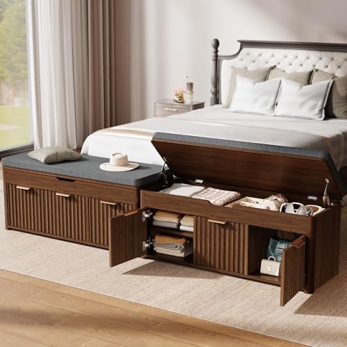37.4" w shoe bench with storage, lift top, view 9