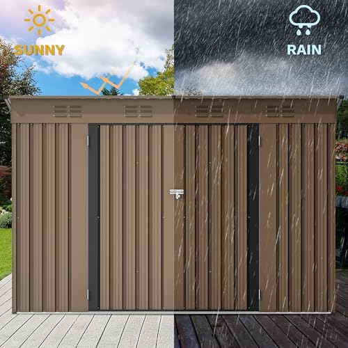 dwvo 9x4ft large outdoor storage shed with lockable, side view