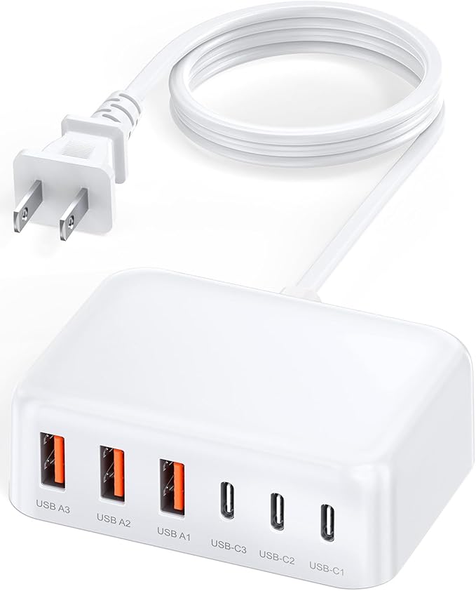USB C Charger Block, 100W GaN 6 Port PD USB C QC USB A Wall Charger Adapter by BOVICAS