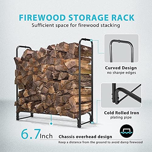 vivohome 5 ft heavy duty firewood rack outdoor, close-up detail