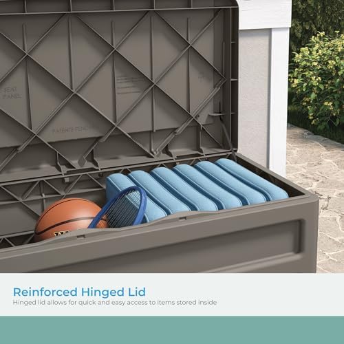 suncast 73 gal, resin deck box with wheels, package contents