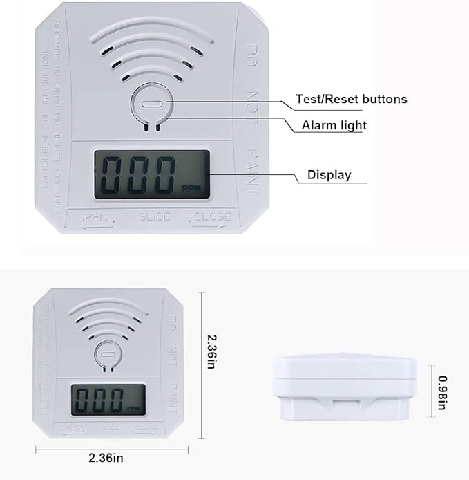 Carbon Monoxide Detector 2 Pack, Battery Operated CO Detector Alarm - Image 3