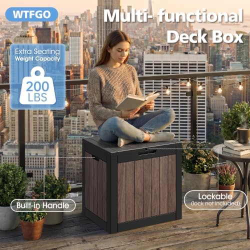 40 gallon outdoor storage box waterproof deck box showing dimensions