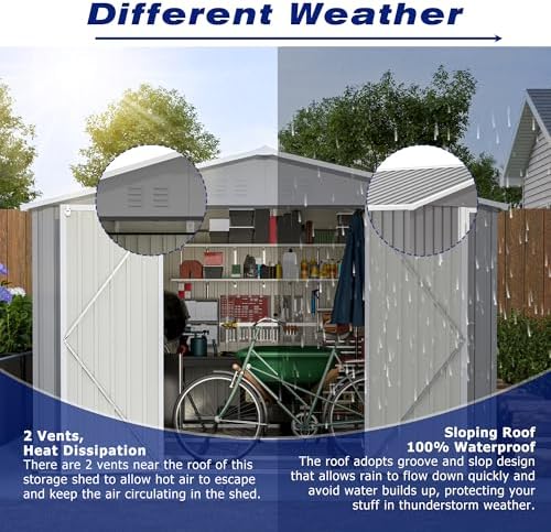 yopto 8x12 ft outdoor storage shed w/floor frame,metal on a desk or shelf
