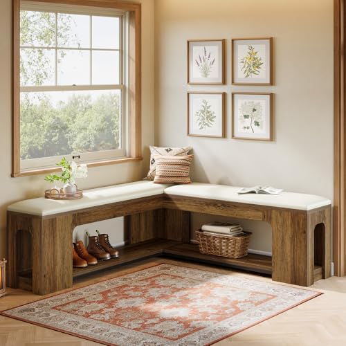 tribesigns l shaped corner bench with removable seat, main product view
