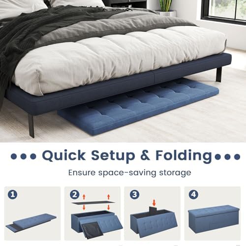 giantex storage ottoman bench, 43" l folding foot on a desk or shelf