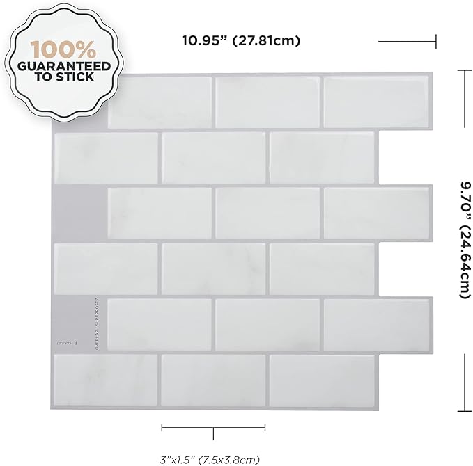 SMART TILES Peel and Stick Backsplash- 10 Sheets of 10.95" x 9.70" - Image 4