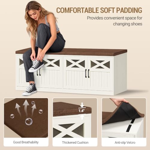 hzuaneri 47.2" shoe storage bench with 4 barn, side view