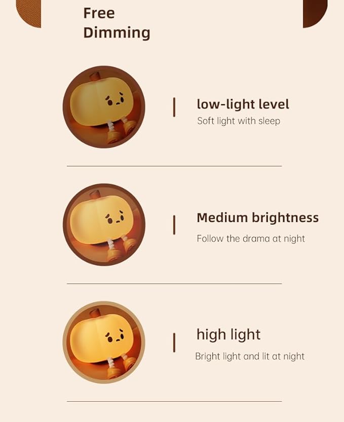 ATSUI Pumpkin Night Light, Halloween LED Squishy Novelty Lamp, Food Grade - Image 3