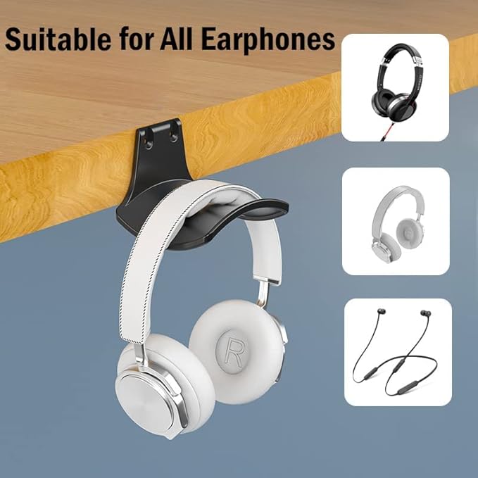 SIROLISA 2-Pack Headphone Stand Hanger Wall Hooks, Save Space Headset Stand - Image 5
