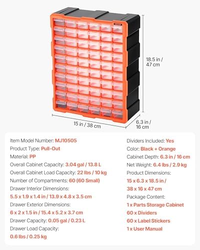 vevor 60-drawer storage organizer, plastic, drawer storage cabinet, close-up detail