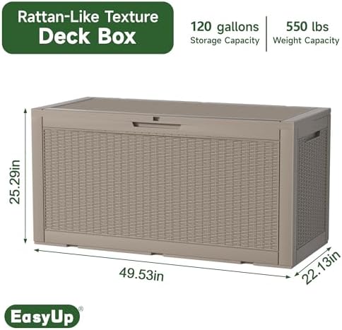 easyup 120 gallon outdoor storage box waterproof, uv, close-up detail