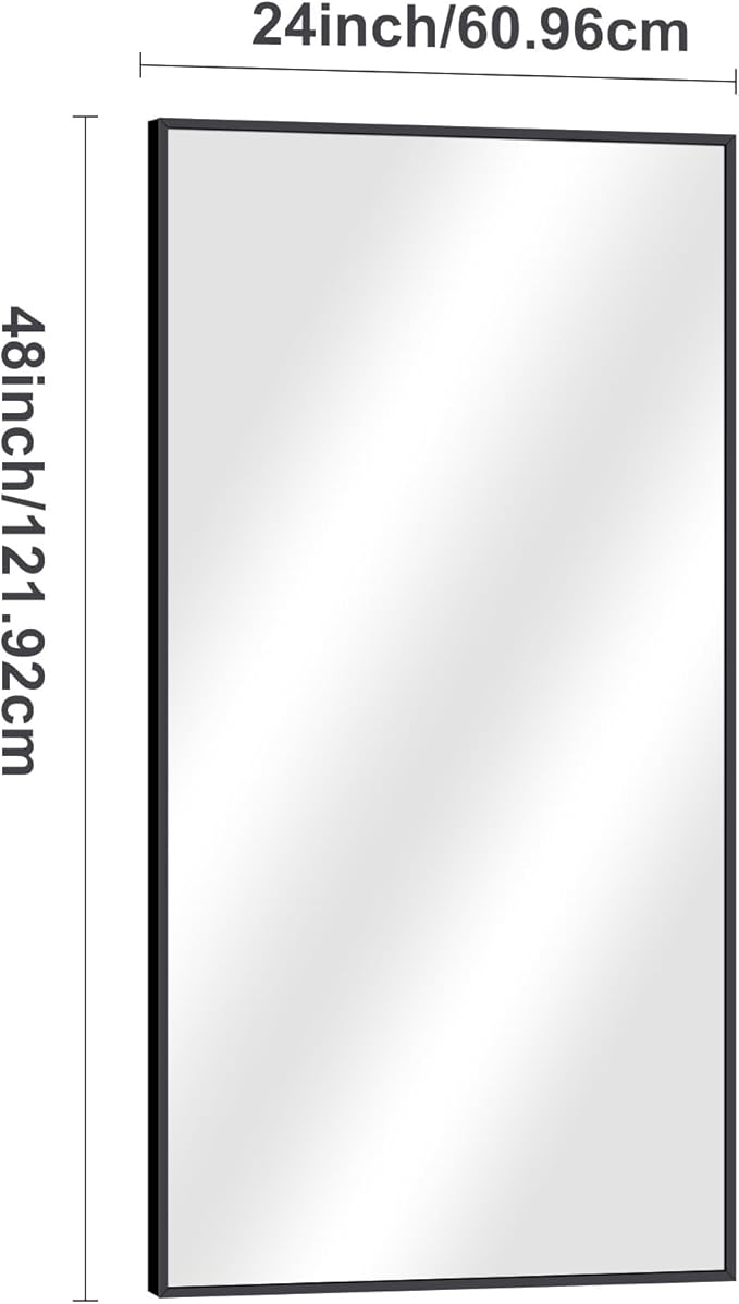 Black Bathroom Mirror for Wall, 24x48 Inch Rectangle Mirrors - Image 6
