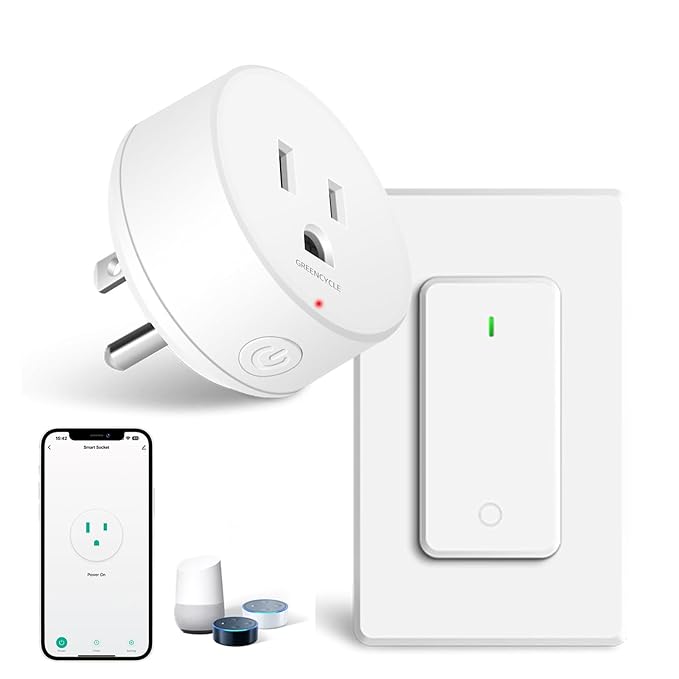 WiFi Smart Outlet Plug with Remote, Compatible with Alexa and Google Home via by greencycle