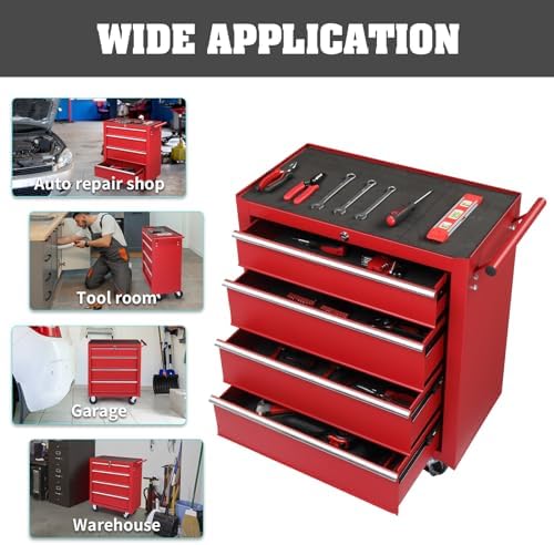 winado 4 drawer rolling tool cabinet, lockable steel, package contents
