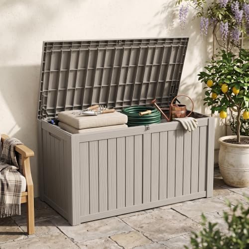 outdoor storage box, 180 gallon waterproof deck box, view 9