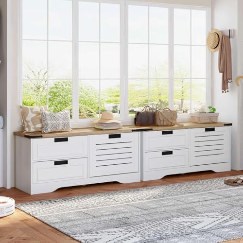 fatorri shoe storage bench, entryway bench with flip, front angle view
