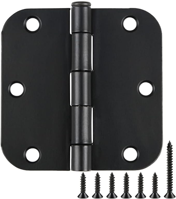 3 Pack Interior Matte Black Door Hinges Rounded 3.5 Inch x 3 1/2" Indoor Heavy by TDCHINGES