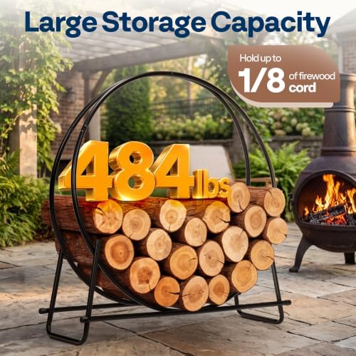 vivohome 40 inches firewood log rack hoop(only rack) showing dimensions
