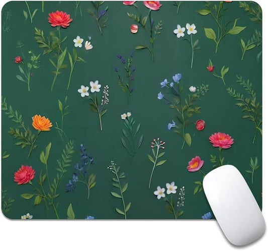 Flower Branch Pattern Cute Square Mouse pad, Waterproof, Anti Slip Rubber Base by Goodsprout
