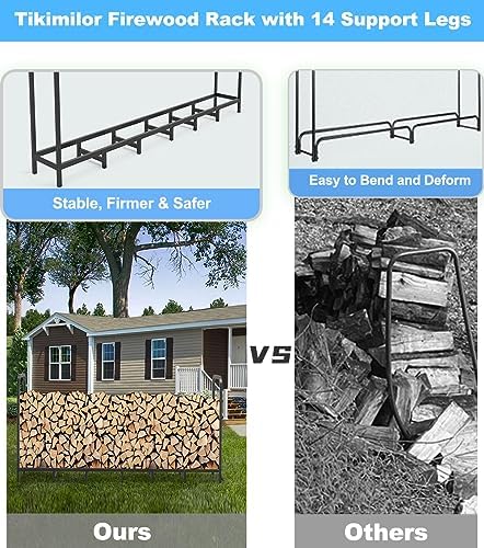 8ft firewood rack holder, adjustable heavy duty fire, side view