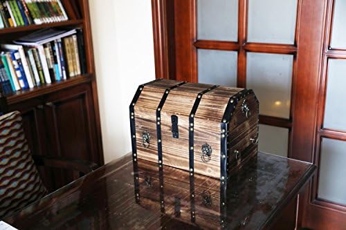 vintiquewise wooden treasure chest trunk vintage-style storage box shown in use