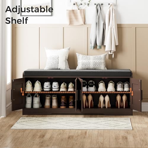 homleke shoe storage bench, 4 doors & thickened, package contents