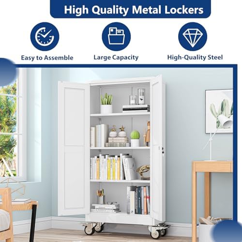 ckzbx metal garage storage cabinet with locking doors on a desk or shelf