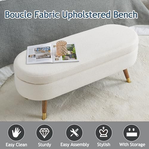 iafike oval storage bench 43.5" ottoman bench upholstered, close-up detail