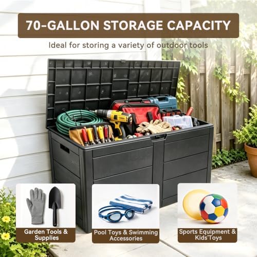 70 gallon deck box, outdoor storage box waterproof, package contents