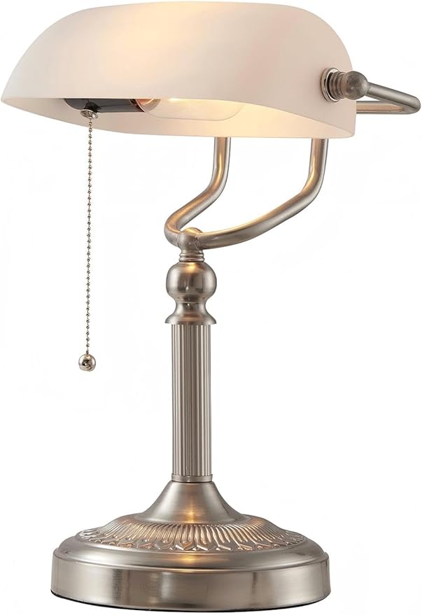 Newrays White Matted Glass Bankers Desk Lamp by Newrays