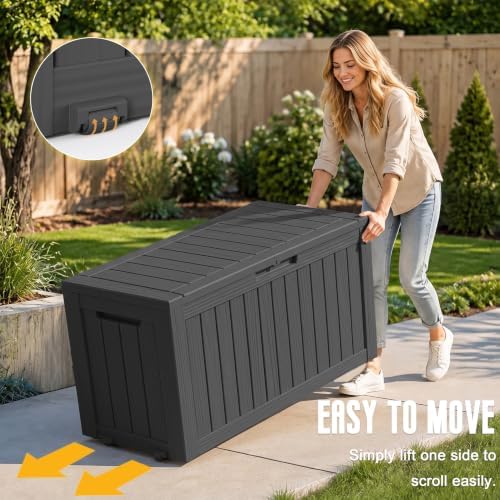 drato 135 gallon deck boxes outdoor waterproof storage, close-up detail