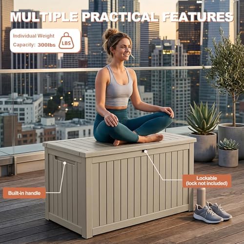 efu outdoor storage box 340 gallon deck box, package contents