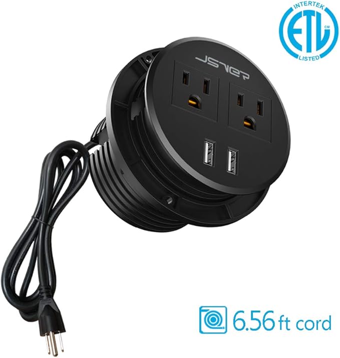 Desktop Power Grommet JSVER Mini Desktop Power Strip Hide Recessed Power - Image 4