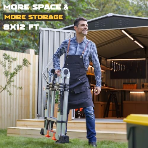 polar aurora 8 x 12 ft outdoor storage shown in use