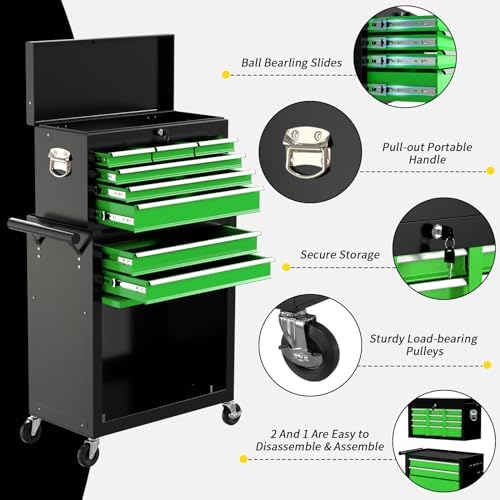 8 drawer rolling tool chest, large capacity rolling, close-up detail