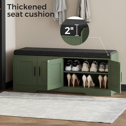 homleke shoe storage bench, 4 doors & thickened showing dimensions
