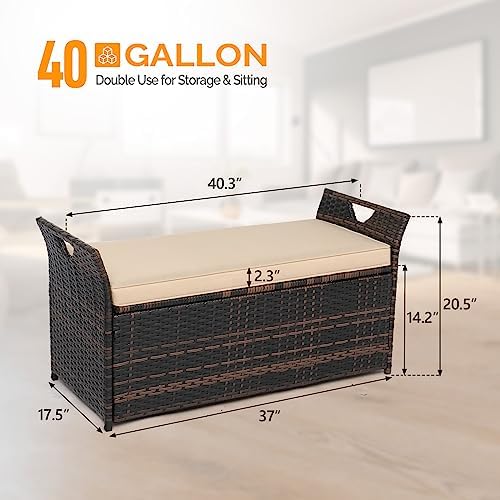 vingli 40 gallon outdoor storage bench with cushion, close-up detail