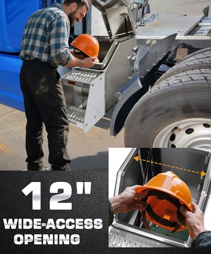 12" aluminum truck step box side mount tool shown in use