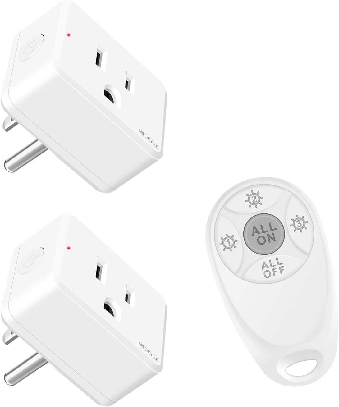 Greencycle Remote Control Outlet, Wireless Light Switch and 2 Outlet Plugs