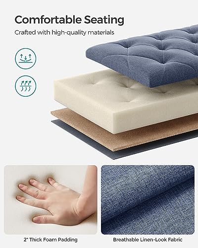 songmics storage ottoman bench, foot rest with legs showing dimensions