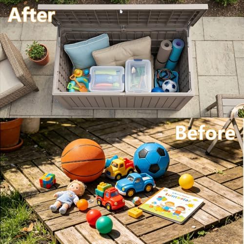 300 gallon outdoor storage box waterproof deck box, view 9