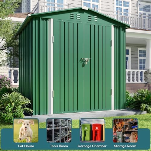 gizoon 6 x 4 ft outdoor storage shed, side view