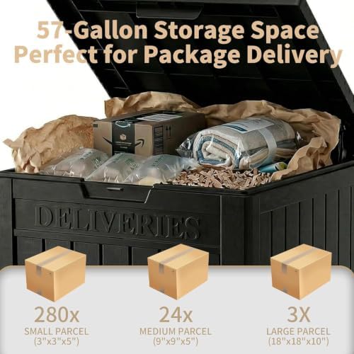 package delivery box, lockable resin outdoor package, waterproof, close-up detail